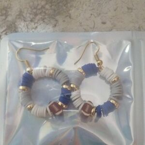 Elegant Blue and White Beaded Earrings